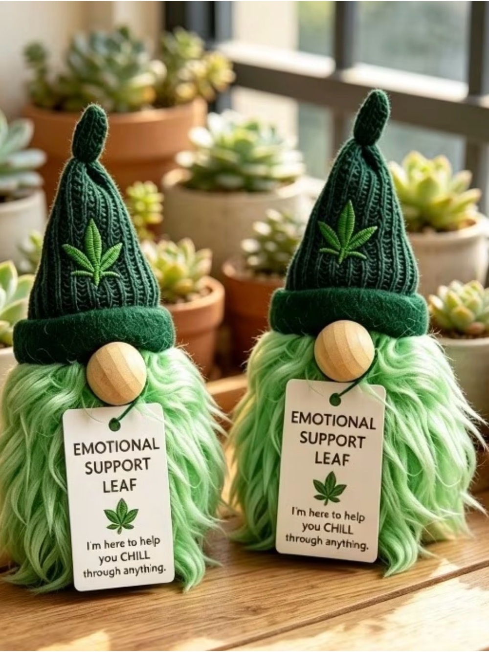Green 'Emotional Support Leaf' Gnome Plushie